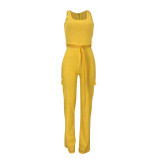 Sleeveless Square Collar Solid Jumpsuit