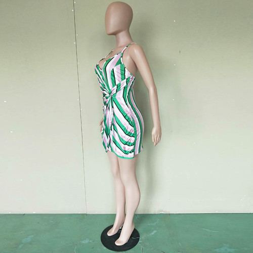 Casual Printed Strap Mini Dress