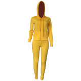 Casual Hooded Zipper Sports Two-piece Outfits