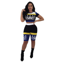 Casual Letter Print Sports Two Piece Set