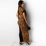 Casual Printed Leopard Maxi Dress