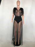 Sexy See-through Black Floor Length Dress(Without Belt)
