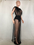 Sexy See-through Black Floor Length Dress(Without Belt)