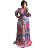 Casual Plus Size Bandage Printed Two Piece Skirt Set