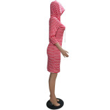 Krystal Striped Hooded Sweatshirt Dress