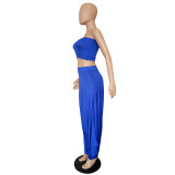 Solid Color Strapless Crop and Harem Pants
