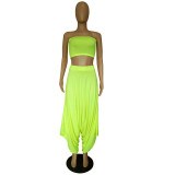 Solid Color Strapless Crop and Harem Pants