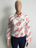 Casual Letter Print Cardigan