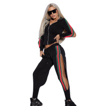 Casual Zipper Sports Hooded Two Piece Set