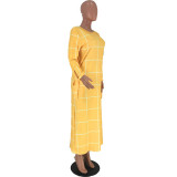 Casual Long Sleeve Plaid Printed Dress