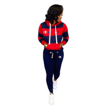 Casual Letter Sports Hooded Sweatshirt Pant Set