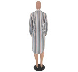 Casual Striped Shirt Dress