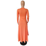Solid Color Harem Irregularly Swallowtailed Dress