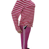 Casual Printed Stripe Retro Sports Pant Set