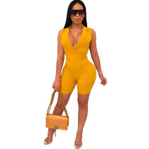 Sexy Solid Color Sleeveless V-neck Jumpsuit