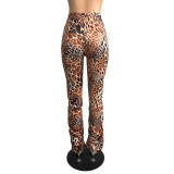 Casual Print Leopard Pants