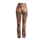 Casual Print Leopard Pants