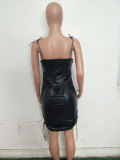 Pu Leather Straps Dress
