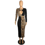 Leopard Cut Openwork Maxi Dress