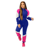 Casual Stitching Sports Two Piece Suits