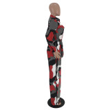 Casual Pocket Camouflage Jumpsuit with Wide Leg Pants