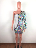 Sequin One Shoulder Sexy Club Dress