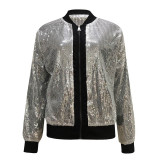 Casual Silver Sequin Jacket