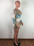 Casual V Neck Sequin Mini Club Dress