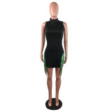 Casual Sleeveless Sequins Tassel Mini Dress