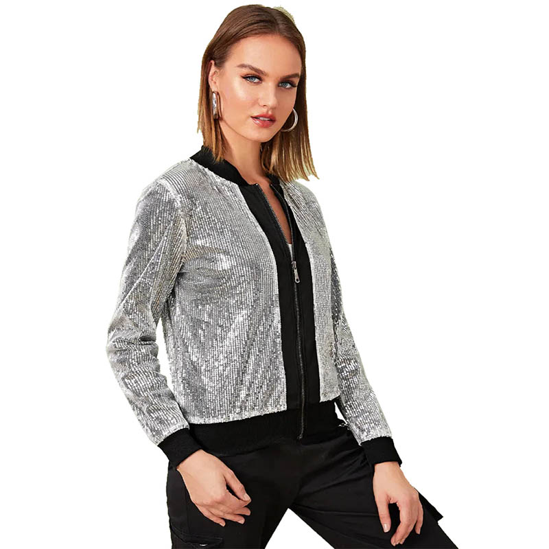 Casual Silver Sequin Jacket