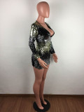 Casual V Neck Sequin Mini Club Dress