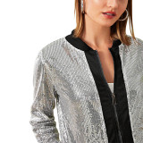 Casual Silver Sequin Jacket