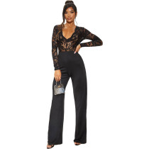 Sexy Lace Perspective Stitching Jumpsuit