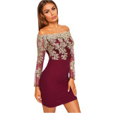 Embroidered Lace Off Shoulder Mini Dress