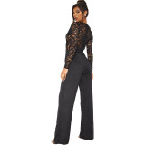 Sexy Lace Perspective Stitching Jumpsuit