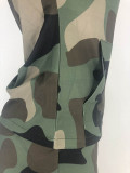 Camouflage Hooded Zipper Pocket Two Piece Set