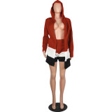 Winter Hooded Cardigan Sweater and Shorts