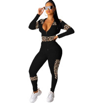 Casual Leopard Stitching Two-piece Set