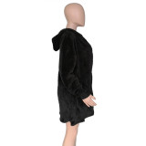 Faux-Fleece Long Sleeve Pocket Hooded Coat