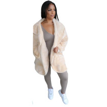 Faux-Fleece Long Sleeve Pocket Hooded Coat