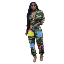 Patchwork Camouflage Printed Jumpsuit