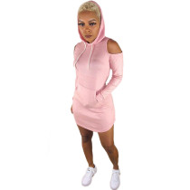 Casual Cold Shoulder Hooded Club Dress