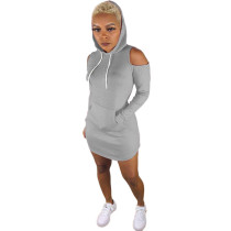 Casual Cold Shoulder Hooded Club Dress