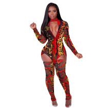 Casual Printed Snake Skin Mini Dress with Stocking
