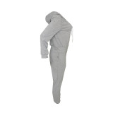 Casual Sports Embroidery Hoodie Pants Set