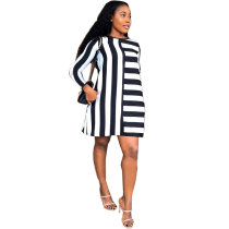 Casual Long Sleeve Striped Club Dress