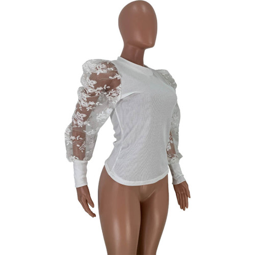 Casual Lace Sleeve Top