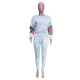 Casual Printed Stitching Sports Sweat Suit