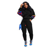 Casual Printed Stitching Sports Sweat Suit