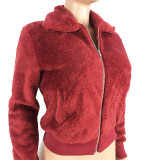 Solid Color Zip Double-sided Fleece Coat